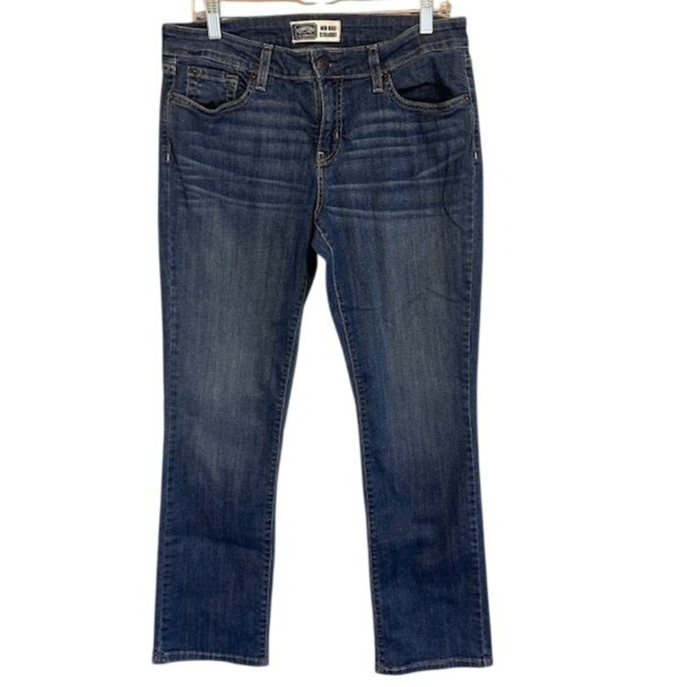 Signature by Levi Strauss & Co Women's Mid Rise Straight Denim Blue Jeans 14 S